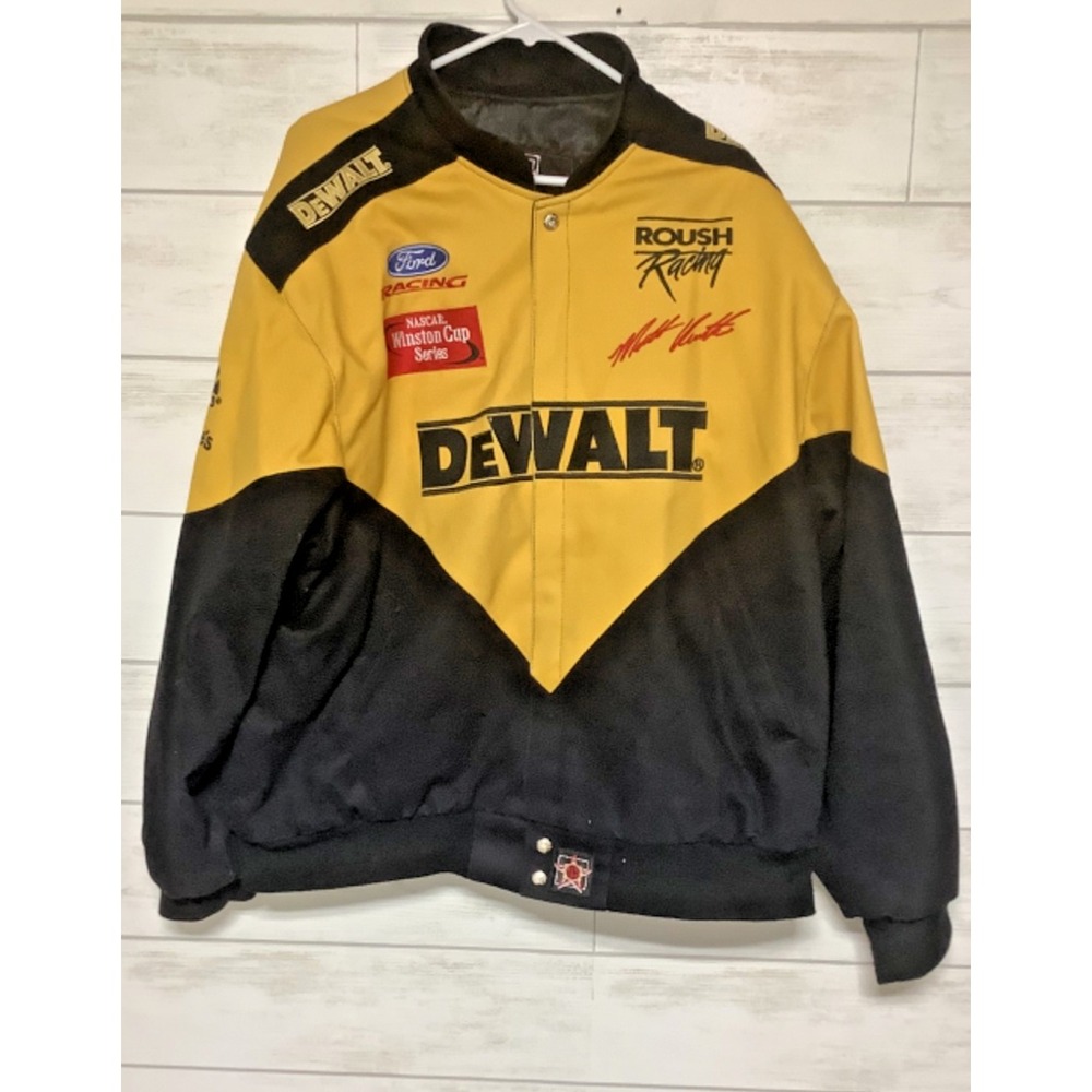 VTG JH Design Matt Kenneth Autographed Signed Dewalt Jacket NASCAR Size XXL USA